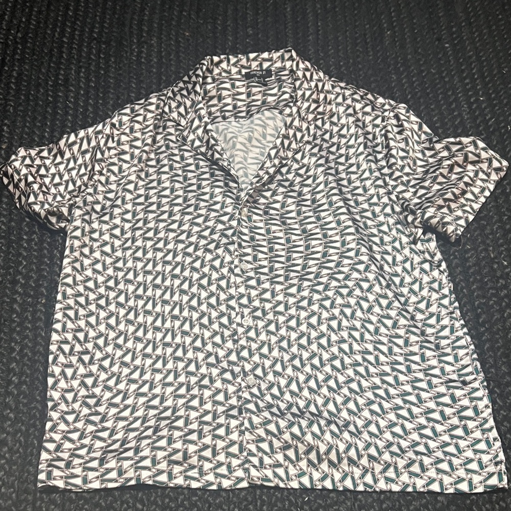 Forever 21 Monochrome Geometric Men's Shirt
